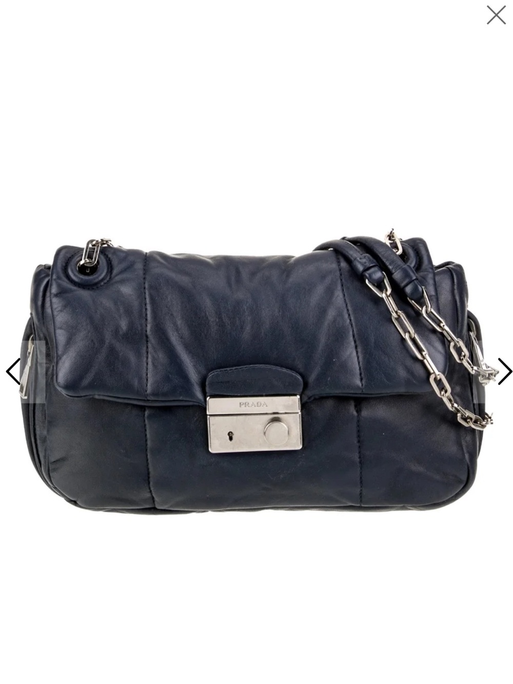 PRADA Bomber Sound Blue Nappa Leather Shoulder/ Crossbody Bag! Great Condition!